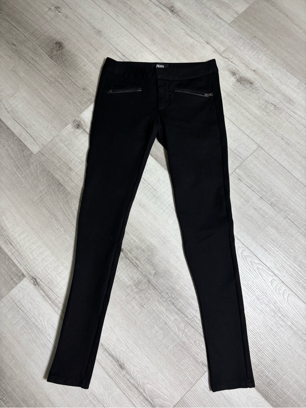 PAIGE Black Stretch Ponte Pants Size 24 Zip Pocket Slim Ankle